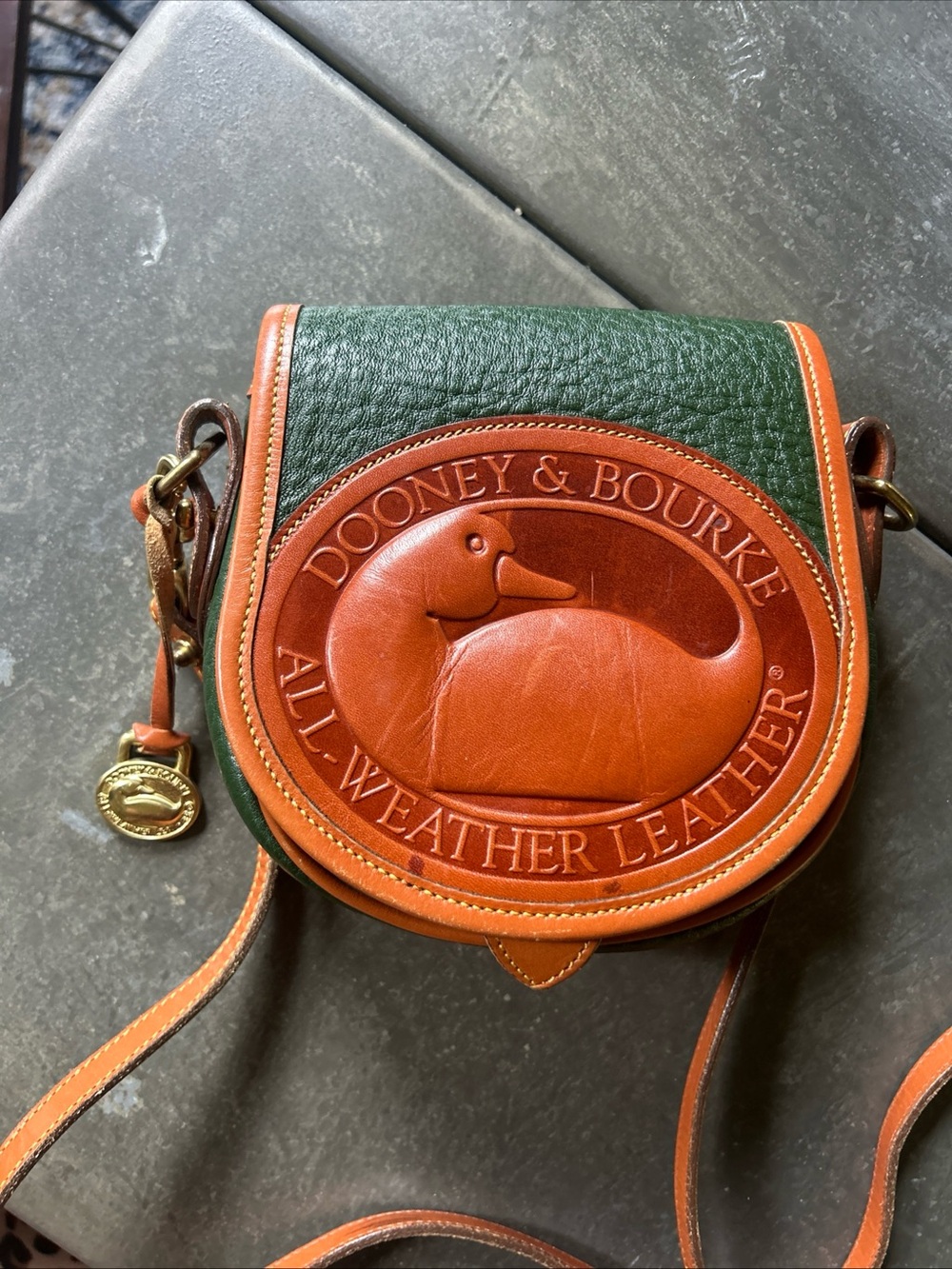 Vintage Dooney & Bourke Big Duck Crossbody/Shoulder Bag ~ Fir Green ~ U.S.A.